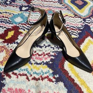 Franco Sarto Dandy Pumps in Black Leather, Women’s Size 9M